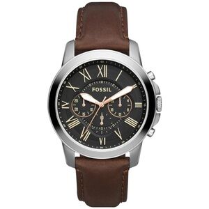 Fossil Men's Grant Quartz Stainless Steel and Leather Chronograph Watch
